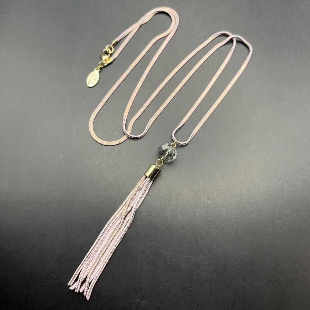 Loft Outlet Tassel Pendant Necklace Light Pink Slinky Boho Long 30 Inch